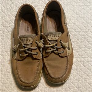 Womens Sperry Tan Leather Flats with Moccasin Stitching size 7.5
